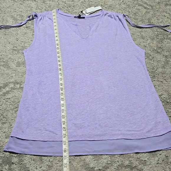 SANCTUARY Nwt Orchid Lilac Sleeveless 100% Linen Notch Neck Lightweigh Top, XL - Picture 14 of 16